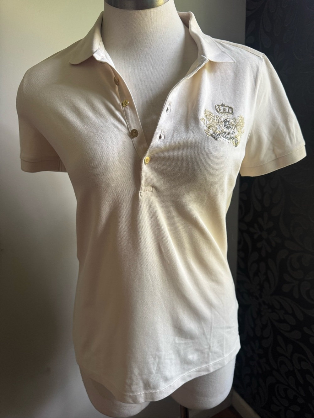 Ralph Lauren beaded crest Pique Polo Shirt